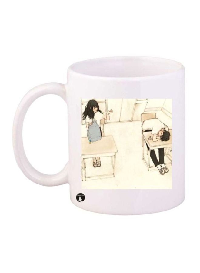BP Girl And A Boy Printed Coffee Mug White/Beige/Grey