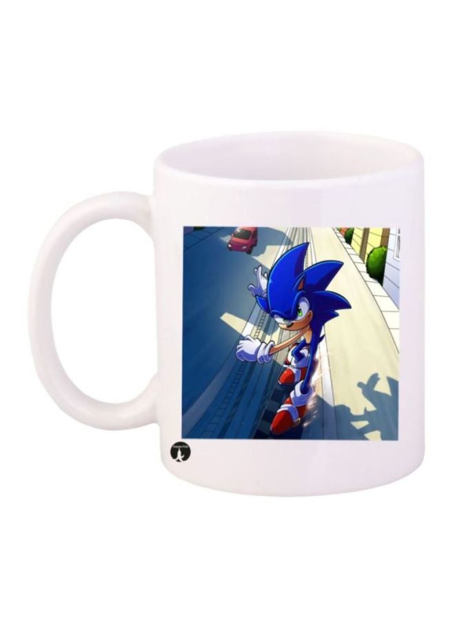 BP Sonic Video Game Printed Coffee Mug White/Blue/Red