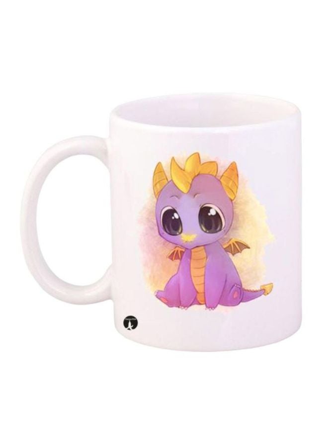 مج قهوة مزين بطبعة من لعبة الفيديو "Spyro" أبيض/وردي/أصفر