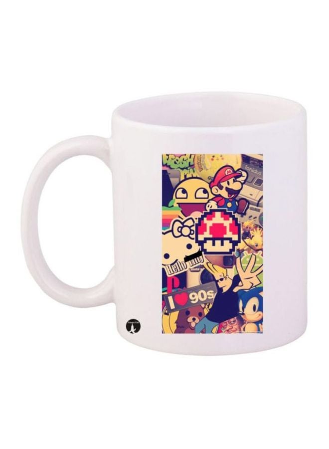 Random Stuff Printed Coffee Mug White/Red/Blue