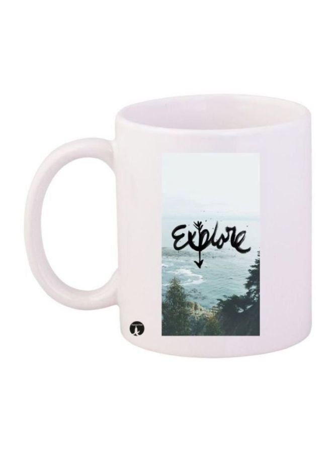 Explore Printed Coffee Mug White/Blue/Green