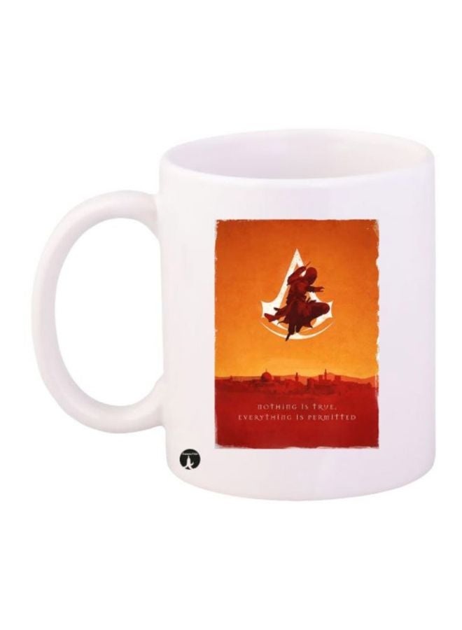 كوب بطباعة تمثل لعبة الفيديو Assassin's Creed أبيض/ برتقالي/ أحمر