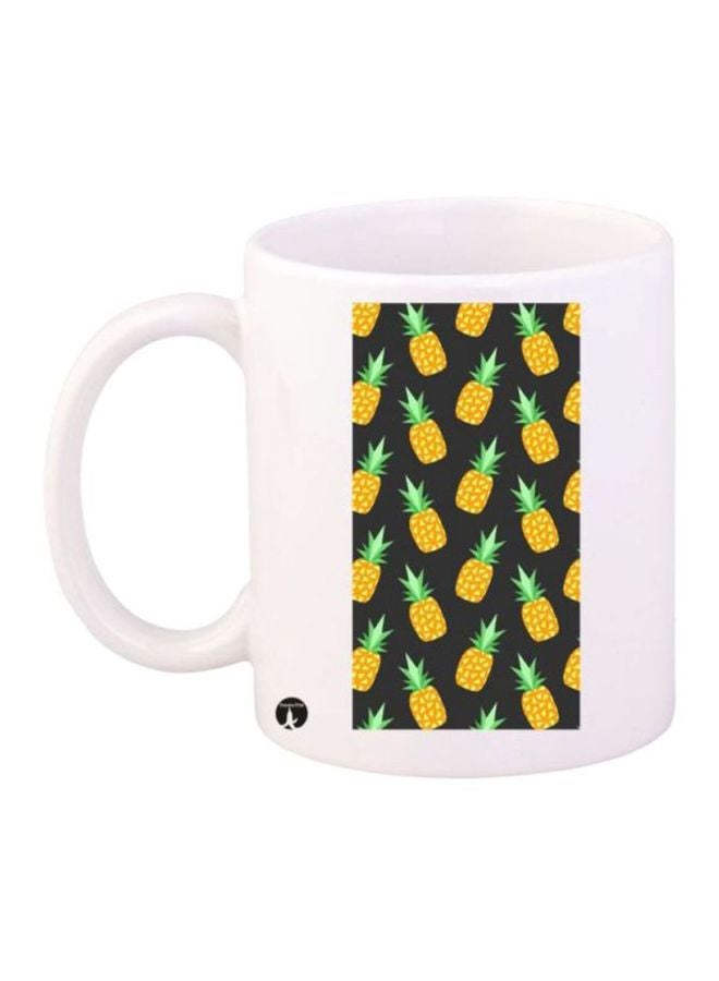 BP Pineapples Printed Coffee Mug White/Yellow/Black