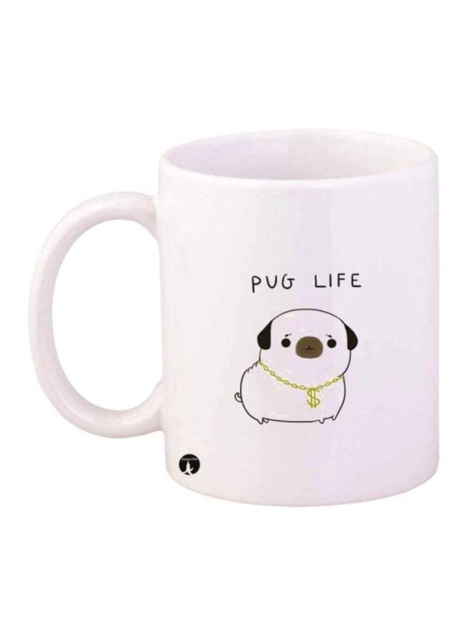 بي بي مج قهوة مزين بطبعة تحمل عبارة "Pug Life" أبيض/أسود/أخضر