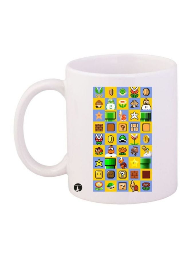 Super Mario Video Game Printed Coffee Mug White/Yellow/Green