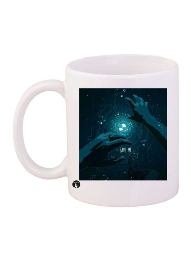 بي بي مج قهوة بطبعة شخص يغرق أبيض/أزرق/أسود