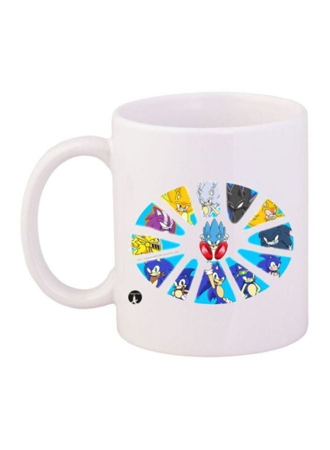Sonic Printed Coffee Mug White/Blue/Yellow