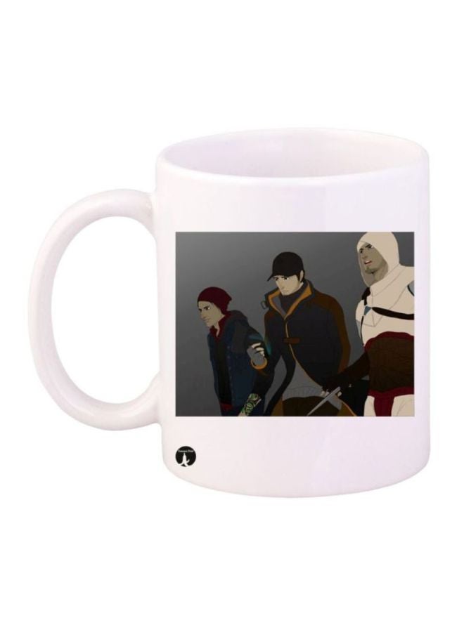 Multiple Characters Printed Coffee Mug White/Grey/Beige