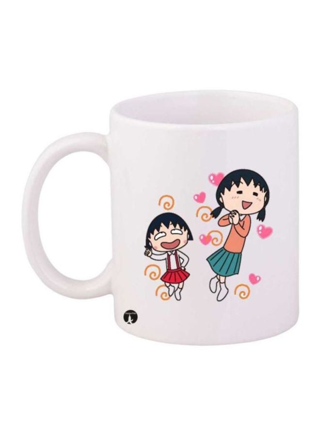 BP Anime Chibi Maruko Chan Printed Coffee Mug White/Beige/Red
