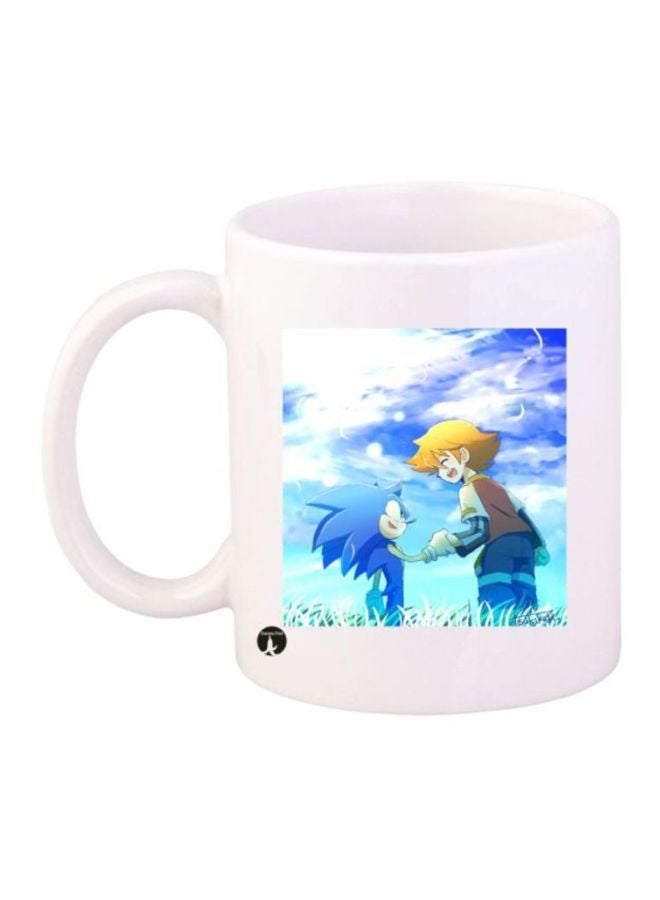 بي بي مج قهوة بطبعة من لعبة الفيديو "Sonic" أبيض/أزرق/ذهبي