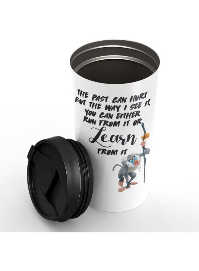 LOUD UNIVERSE Rafiki Quote Lion King Stainless Steel Travel Tumbler With Lid White/Black  - Image 2