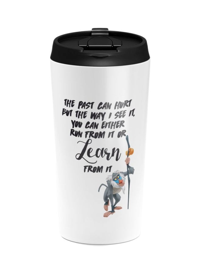 LOUD UNIVERSE Rafiki Quote Lion King Stainless Steel Travel Tumbler With Lid White/Black  - Image 1