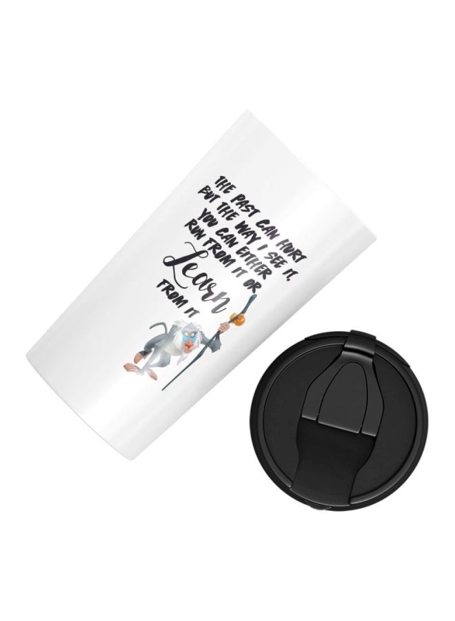 LOUD UNIVERSE Rafiki Quote Lion King Stainless Steel Travel Tumbler With Lid White/Black  - Image 3