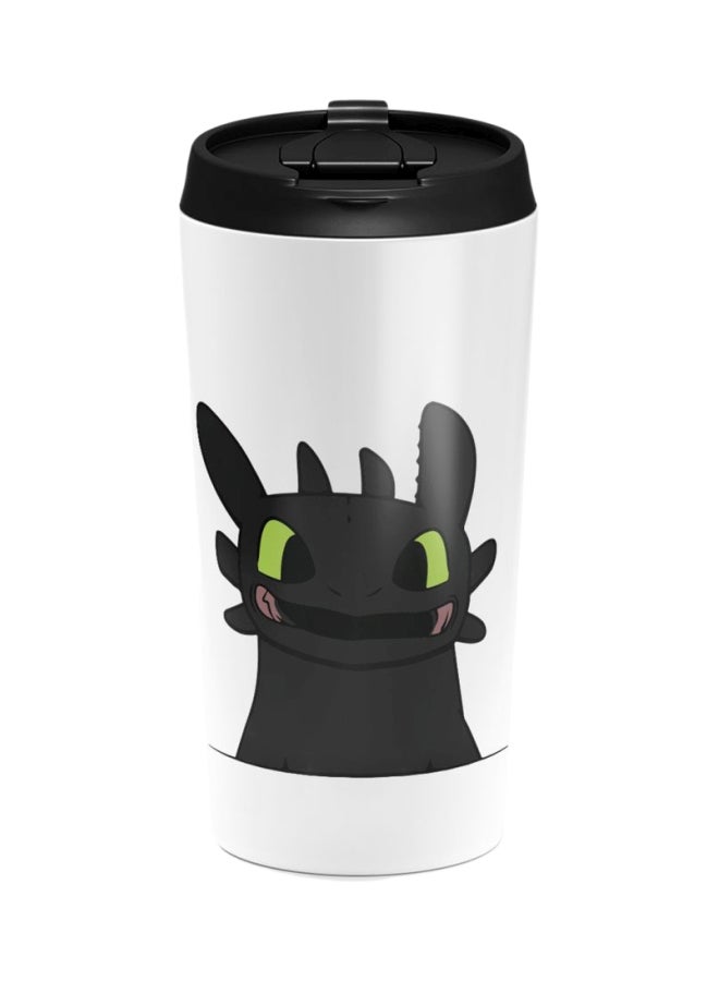 لاود يونيفيرس كوب سفر من الستانلس ستيل مع غطاء بطبعة شخصية أبو سن أبيض/ أسود