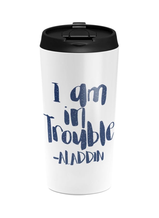 LOUD UNIVERSE Aladdin Cartoon Quote Stainless Steel Travel Tumbler With Lid White/Black/Blue 