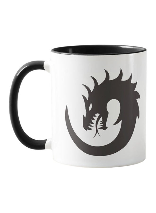 Dragon Printed Mug White/Black