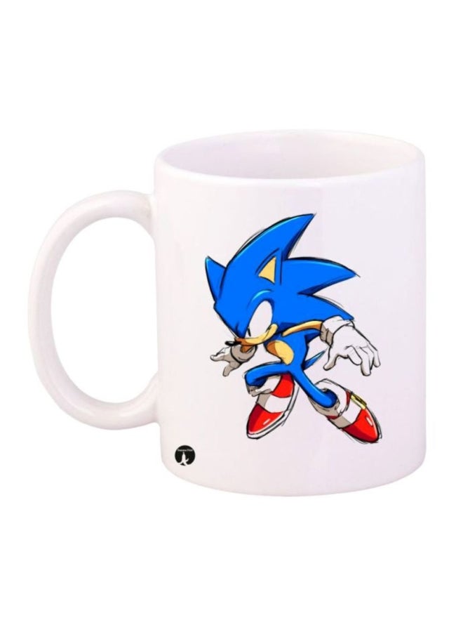 قدح مطبوع بلعبة Sonic أبيض/أزرق/أحمر