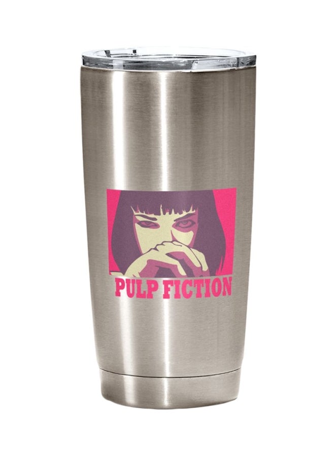 LOUD UNIVERSE Mia Wallace Pulp Fiction Printed Tumbler With Lid Silver/Pink/Brown