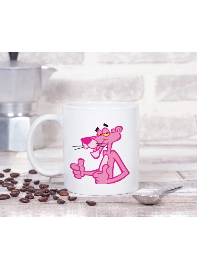 LOUD UNIVERSE Thumbs Up Pink Panther Printed Tumbler With Lid White/Pink - Image 3