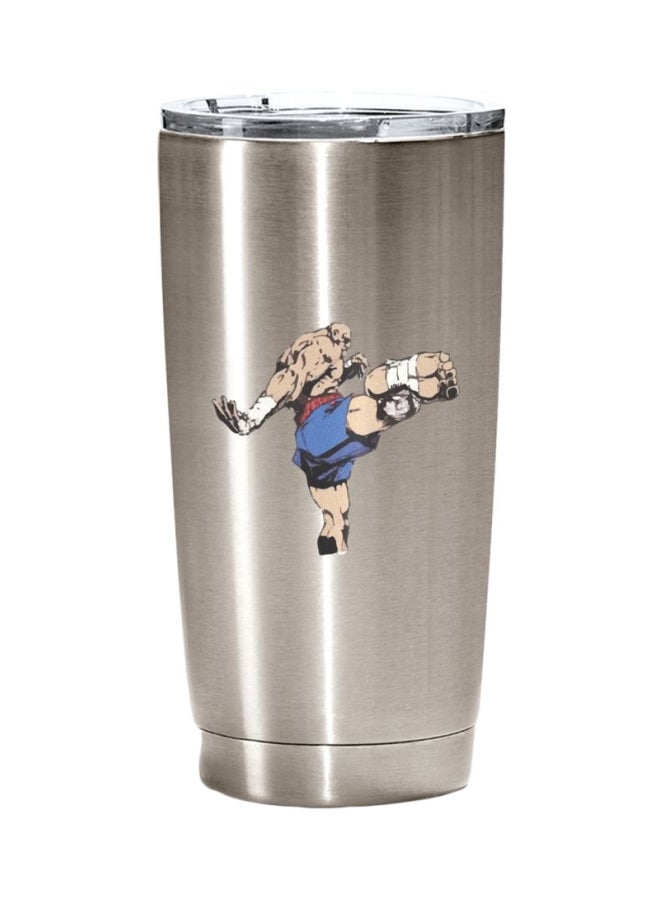 LOUD UNIVERSE Sagat Street Fighter Printed Tumbler With Lid Silver/Blue/Beige 
