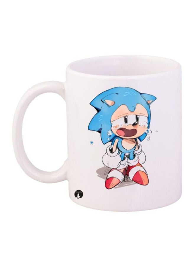 قدح مطبوع بلعبة Sonic أبيض/أزرق/بيج