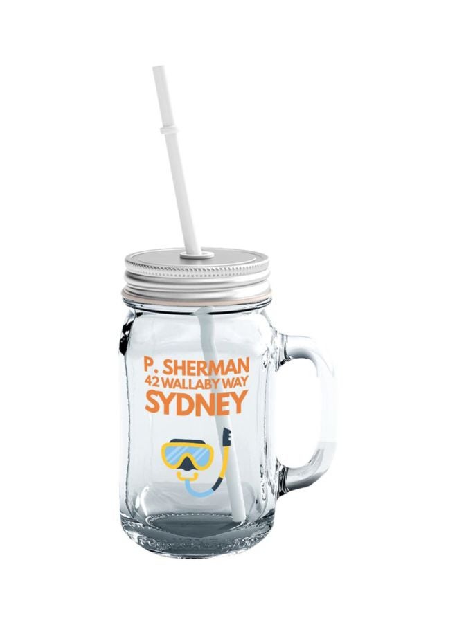 LOUD UNIVERSE Dory Ellen Finding Nemo Quote Printed Jar With Lid And Straw Clear/Orange/Yellow  - Image 1