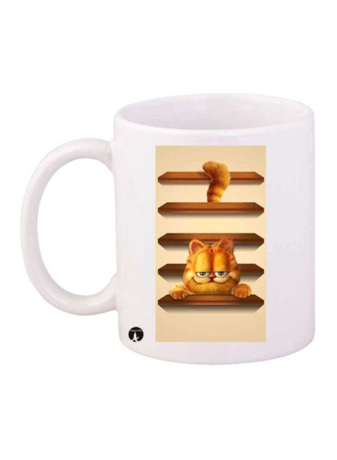 كوب بطباعة بتصميم شخصية Garfield أبيض/برتقالي/بني