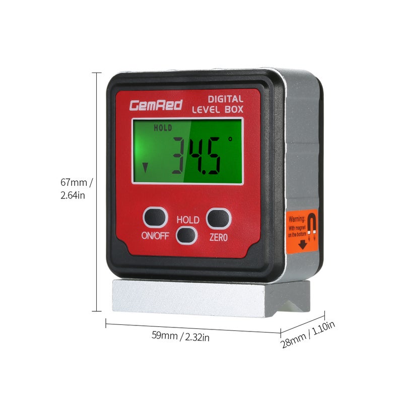 Magnetic Base Digital Level Box Inclinometer Red 12.00X3.70X8.10cm  - Image 3