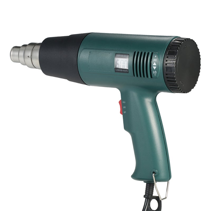 Generic High Quality LCD Digital Temperature Controlled Electric Air Gun Heat Tool Set With 4 Piece Nozzles 1800W AC220V Green 27.80X7.50X26.20cm  - Image 1