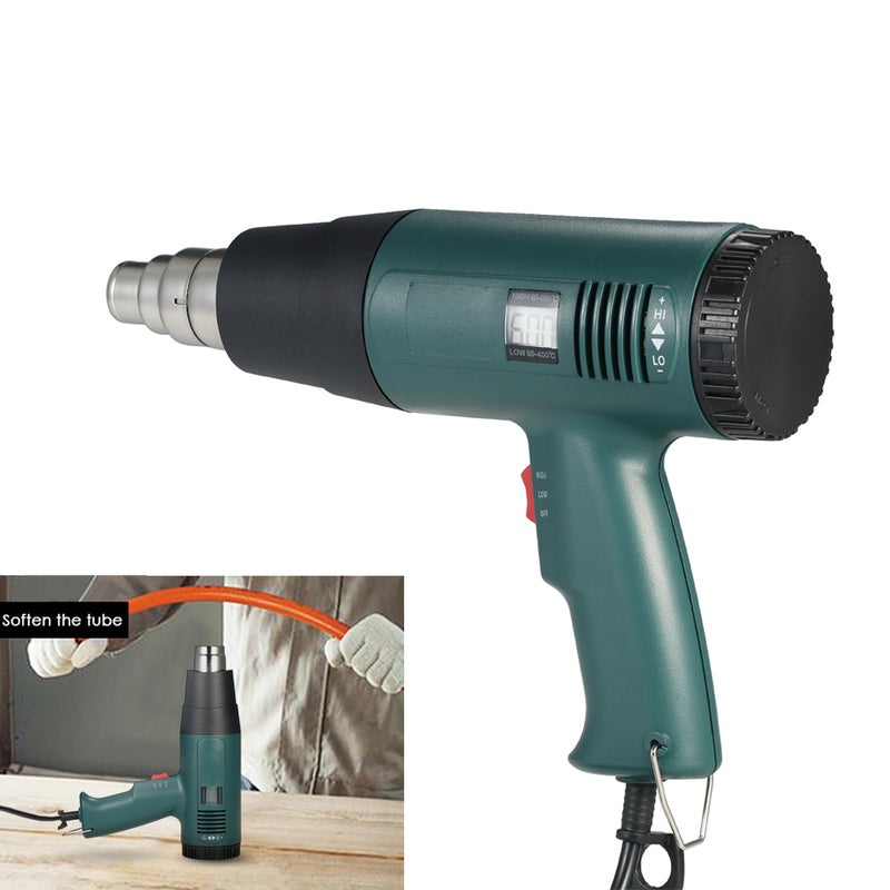 Generic High Quality LCD Digital Temperature Controlled Electric Air Gun Heat Tool Set With 4 Piece Nozzles 1800W AC220V Green 27.80X7.50X26.20cm  - Image 4