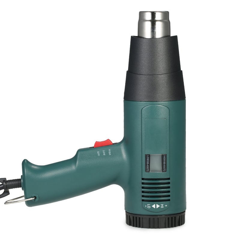 Generic High Quality LCD Digital Temperature Controlled Electric Air Gun Heat Tool Set With 4 Piece Nozzles 1800W AC220V Green 27.80X7.50X26.20cm  - Image 5