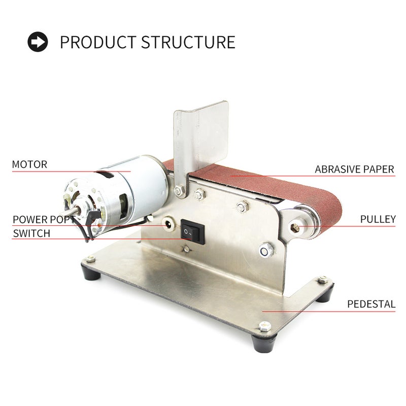 Horizontal Multifunctional Mini Electric Belt Grinding Sander Machine Silver 25.00X15.00X20.00cm  - Image 4