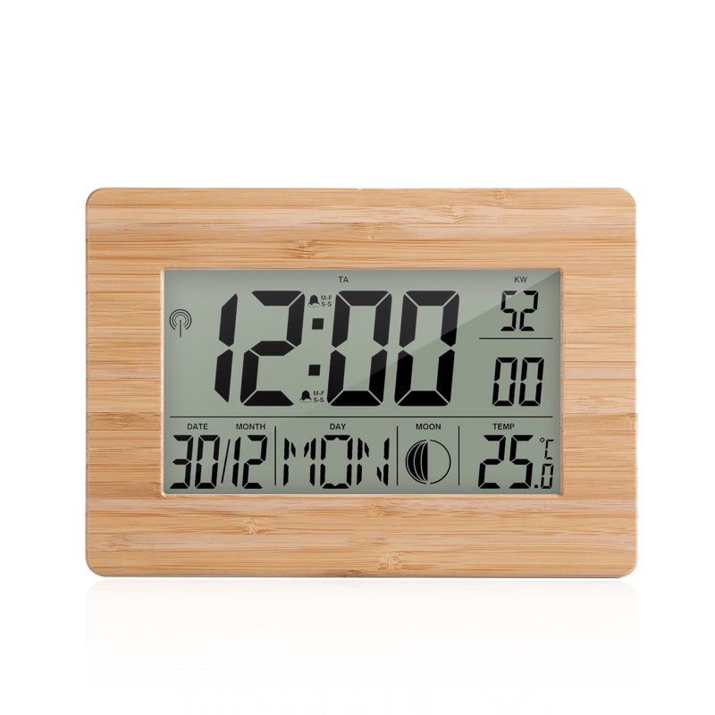 LCD Digital  Multifunction Temperature Table Clocks With Thermometer Khaki 24.20X3.90X17.30cm  - Image 3
