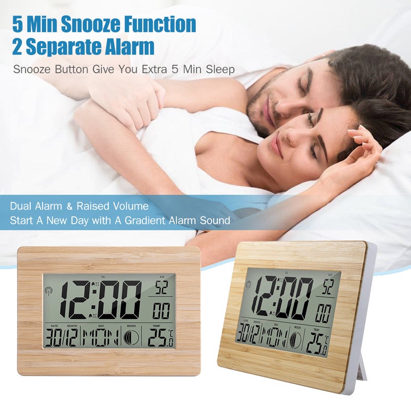LCD Digital  Multifunction Temperature Table Clocks With Thermometer Khaki 24.20X3.90X17.30cm  - Image 4