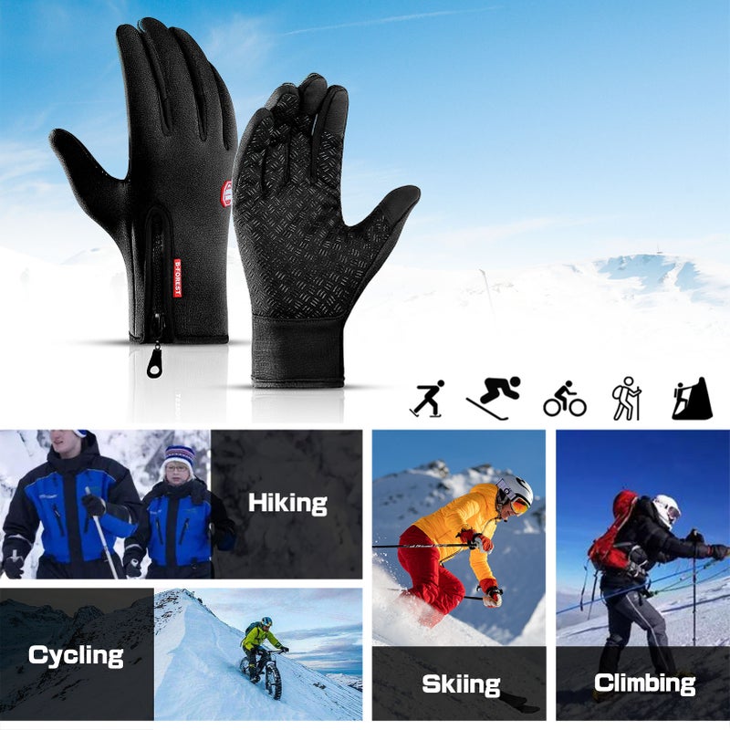 Generic Cycling Gloves Touchscreen Waterproof Fleece Thermal Sports Gloves for Hiking Skiing 0.094kg  - Image 3