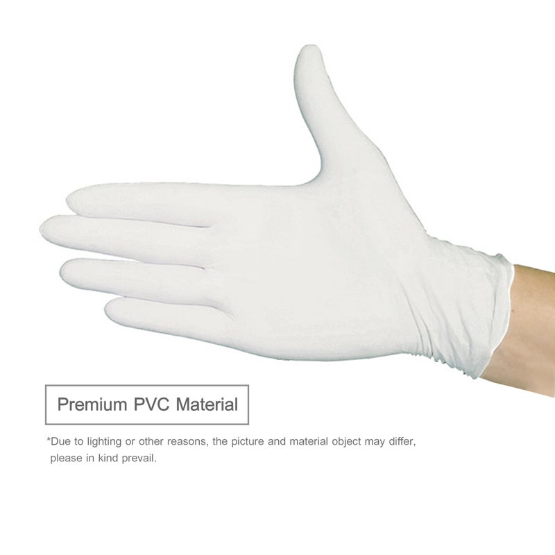 100-Piece Disposable PVC Powder Free Gloves For Home Restaurant Kitchen Catering Food Process Use White 22.00X6.80X12.00cm - Image 2