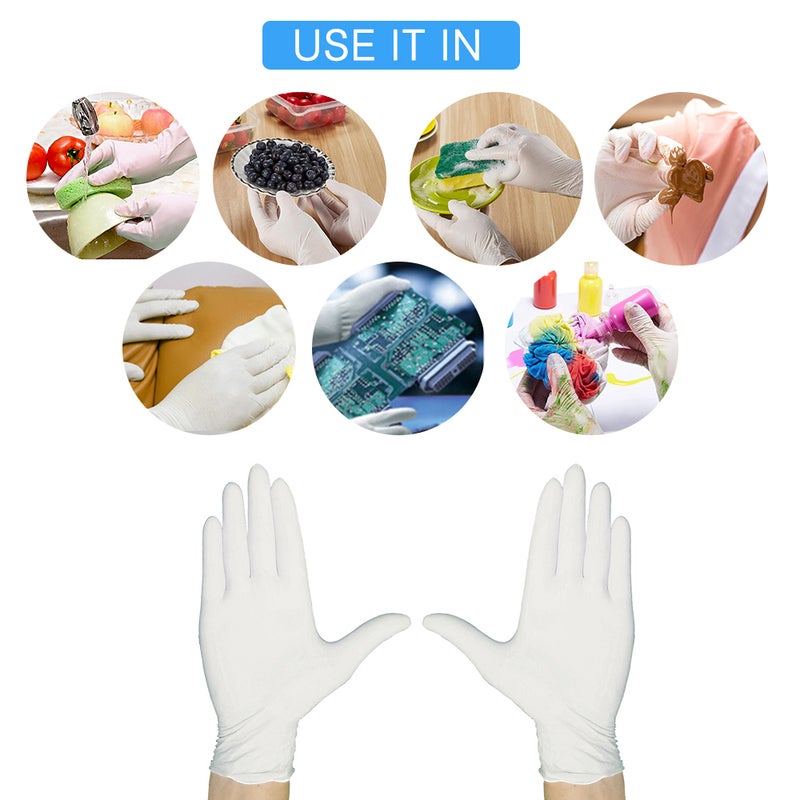 100-Piece Disposable PVC Powder Free Gloves For Home Restaurant Kitchen Catering Food Process Use White 22.00X6.80X12.00cm - Image 3
