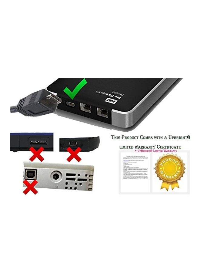 UPBRIGHT - New Micro USB 2.0 Data Cable Cord for Western Digital WD My Passport Essential SE 1TB External HD, 1TB Hard Drive WDBABV-00I0BBK WDBABV0010BBK Elite SE WDCA037RNN WDBABV0010BBK Element P4100 Black - Image 1