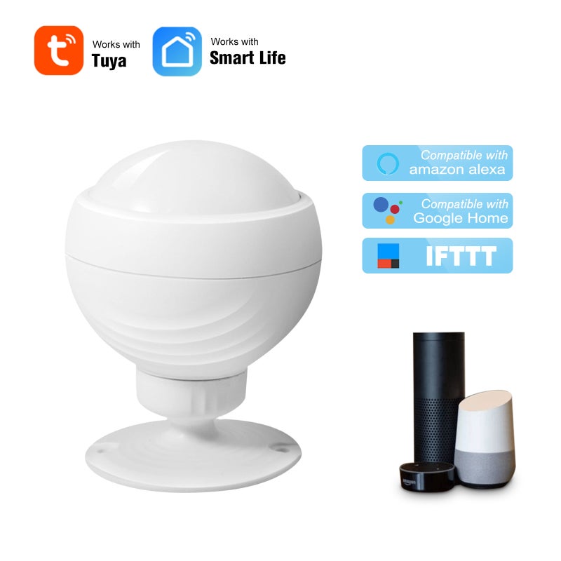 WIFI PIR Motion Wireless Passive Infrared Detector Security Burglar Alarm Sensor Tuya APP Control Smart Home White 8*6.5*6.5cm  - Image 1
