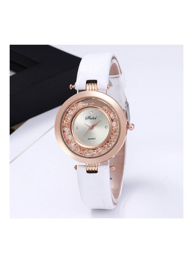 women Fashion Woman's Shiny Rhinestones Quicksand Faux Leather Quartz Wrist Watch - Image 3