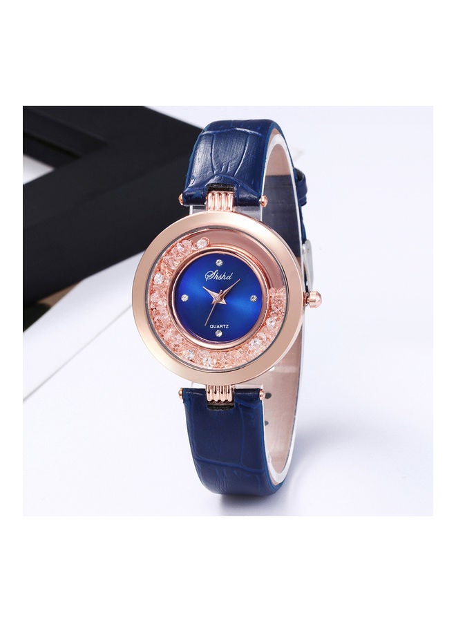 women Fashion Woman's Shiny Rhinestones Quicksand Faux Leather Quartz Wrist Watch - Image 5