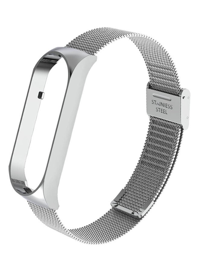 Smartwatch Band Replacement Bracelet Strap Watch Belt Double Elastic Buckle Stainless Steel Metal Wrist Strap Compatible with Xiaomi Mi Band 5 - Image 1