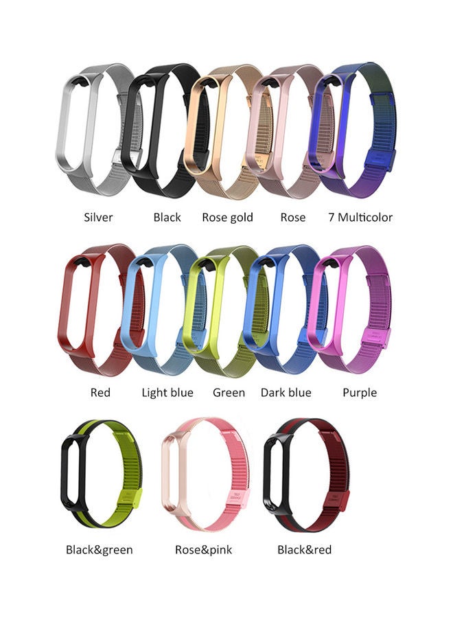 Smartwatch Band Replacement Bracelet Strap Watch Belt Double Elastic Buckle Stainless Steel Metal Wrist Strap Compatible with Xiaomi Mi Band 5 - Image 4