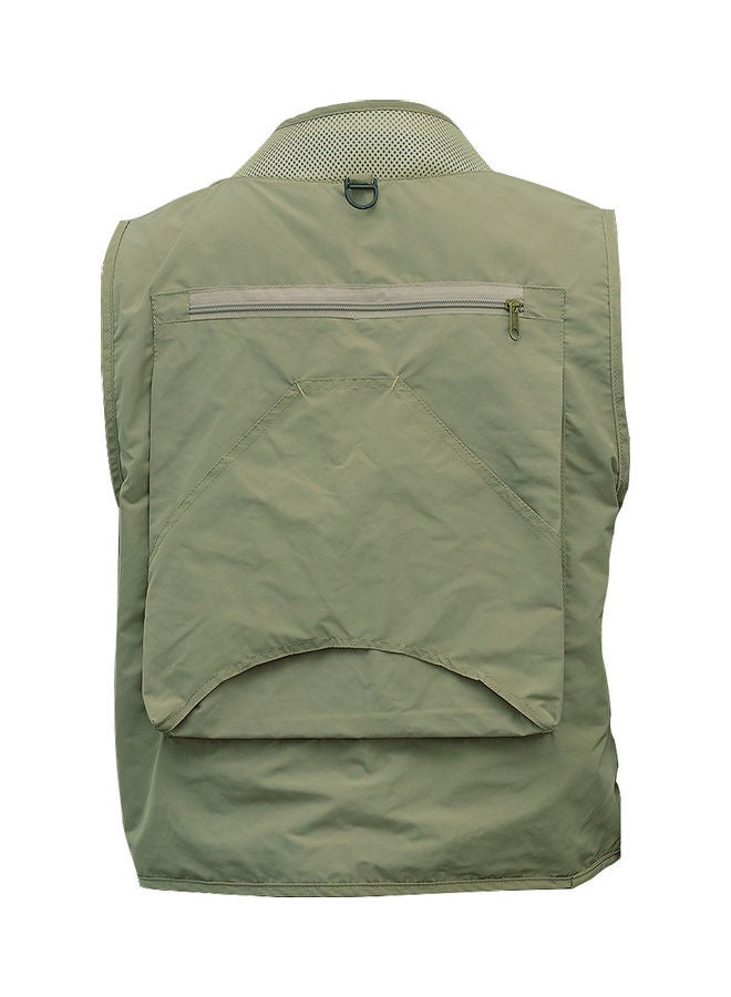 Men's Multifunction Pockets Travels Sports Fishing Vest Outdoor Vest L Khaki 12*12*12cm - Image 2