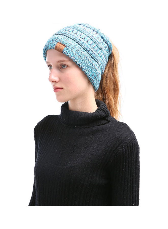 Generic Winter Women Girl Knitted Beanies Cap Thick Warm Ponytail Beanie Hats Soft Slouchy Outdoor Ski Sports Hat 20.0x15.0x4.0cm  - Image 1