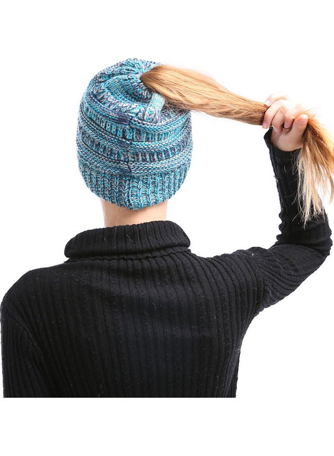 Generic Winter Women Girl Knitted Beanies Cap Thick Warm Ponytail Beanie Hats Soft Slouchy Outdoor Ski Sports Hat 20.0x15.0x4.0cm  - Image 2