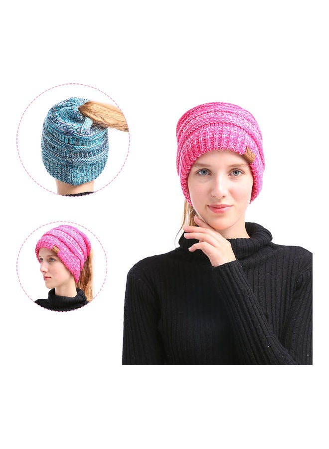 Generic Winter Women Girl Knitted Beanies Cap Thick Warm Ponytail Beanie Hats Soft Slouchy Outdoor Ski Sports Hat 20.0x15.0x4.0cm  - Image 3