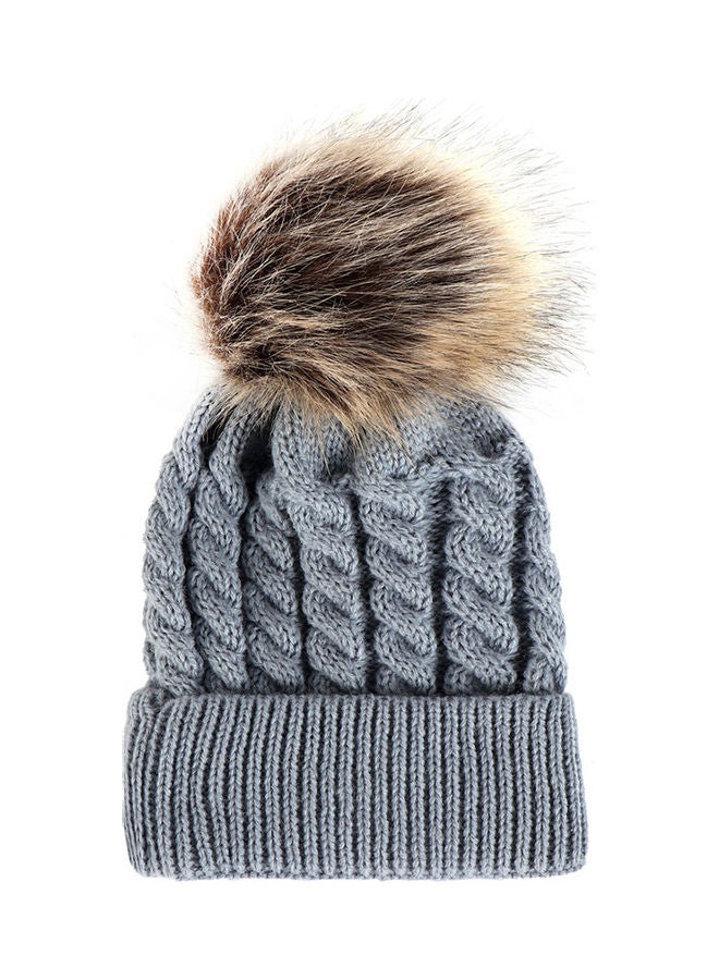 Generic Winter Warm Women Knitted Crochet Wool Hat Hair Ball Earmuffs Caps Infant Toddler Kid Cute Hairball Beanie Cap 25.0x15.0x3.0cm  - Image 1