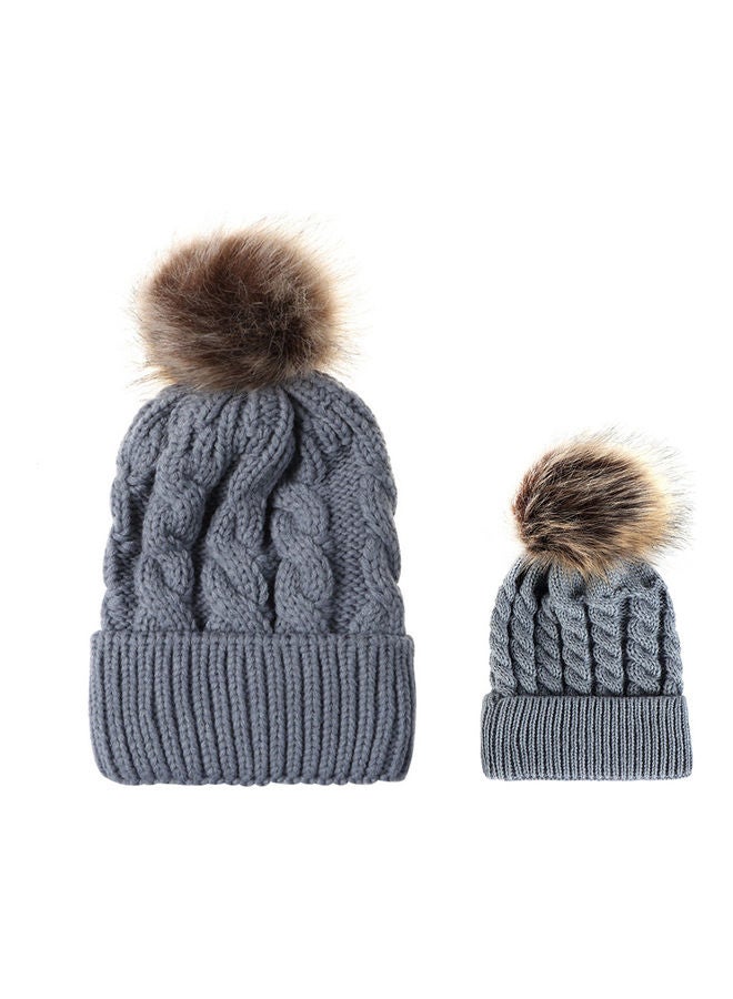 Generic Winter Warm Women Knitted Crochet Wool Hat Hair Ball Earmuffs Caps Infant Toddler Kid Cute Hairball Beanie Cap 25.0x15.0x3.0cm  - Image 4