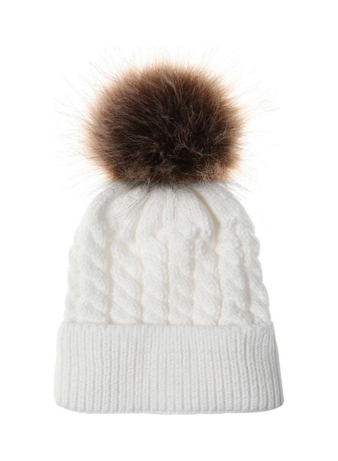 Generic Winter Warm Women Knitted Crochet Wool Hat Hair Ball Earmuffs Caps Infant Toddler Kid Cute Hairball Beanie Cap 25.0x15.0x3.0cm  - Image 1